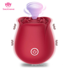 SacKnove Best Seller 2021 Vibrating 10 Speed Sexy Red Flower Vaginal Clitoris Stimulator Sucking Rose Vibrator Sex Toy For Woman